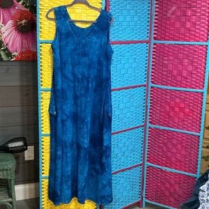 Blue Sleeveless Dress by COTTONSEED. QUALITY TYPE TIEDYE